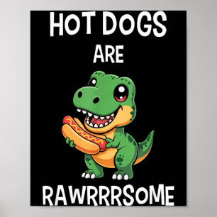 Dinosaur T Rex Hot Dog Tröja Roliga Hot Dogs Är Ra Poster