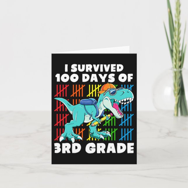 Dinosaur t Rex I Överlevt 100 dagar vid skola 3rd  Kort (Framsida)