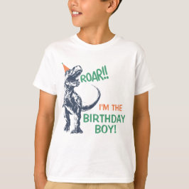 Dinosaur T-Rex i Party Hat Birthday Boy Shirt T