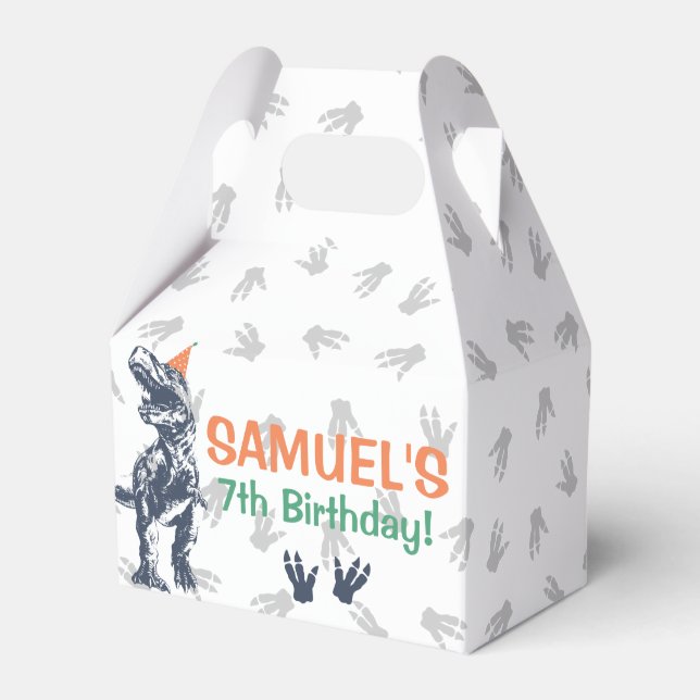 Dinosaur T-Rex i Party Hat-Födelsedagsfesten Presentaskar (Framsidan Sidan)