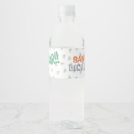 Dinosaur T-Rex i Party Hat-Födelsedagsfesten Vattenflaskor Etikett