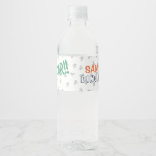 Dinosaur T-Rex i Party Hat-Födelsedagsfesten Vattenflaskor Etikett