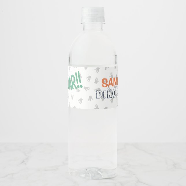 Dinosaur T-Rex i Party Hat-Födelsedagsfesten Vattenflaskor Etikett (Framsida)