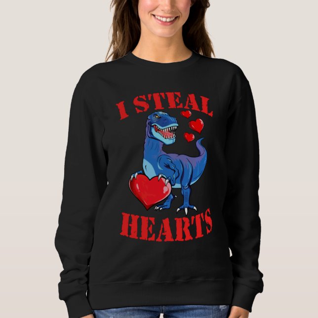 Dinosaur T Rex I Steal Hearts Boys Lycklig Valenti Shirt (Framsida)