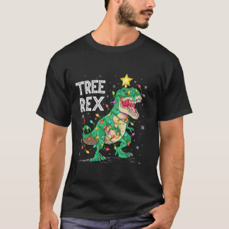 Dinosaur T Rex jul Lighting Träd Rex Dinosau Shirt