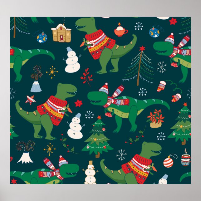 Dinosaur T-Rex: Jul nytt år. Poster (Framsidan)