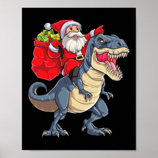 Dinosaur T Rex jul Santa Boys Manar Girls Julafton Poster
