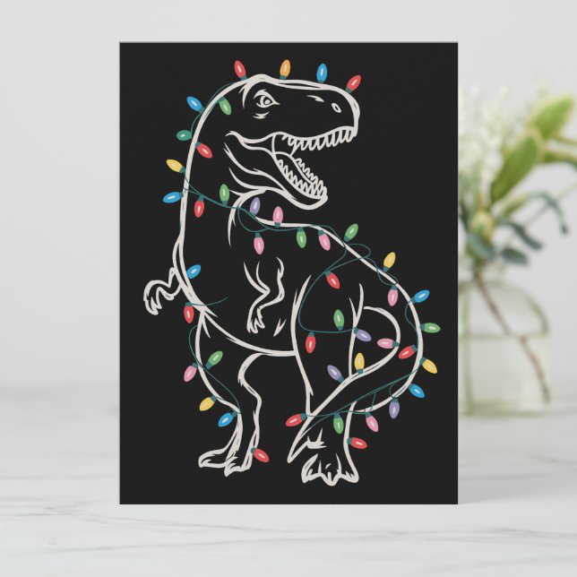 Dinosaur T-rex Julgran Jul Xmas Husdjur Dino Trex  Julkort (Stående Fram)