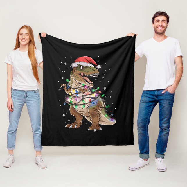 Dinosaur T-Rex Julgran Jultröja Xmas Dino Fleecefilt (På plats)