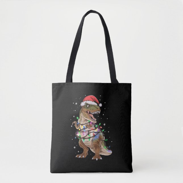 Dinosaur T-Rex Julgran Jultröja Xmas Dino Tygkasse (Framsida)