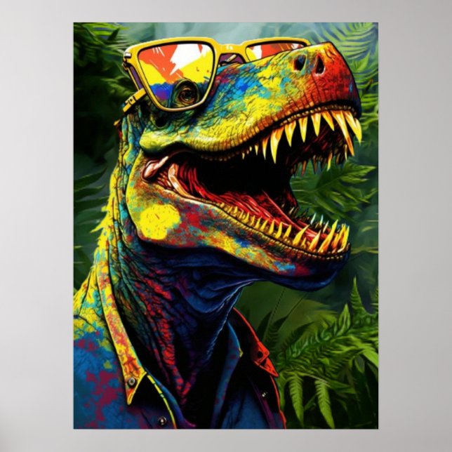 Dinosaur T Rex Jungle Modern Unds Poster (Framsidan)