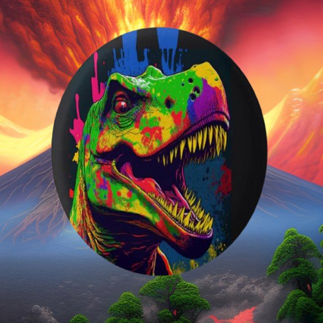 Dinosaur T Rex Jurassic Colorful Knapp (dinosaur,banner,sign,birthday,party,dino,t rex,jurassic,personalized,for kids)