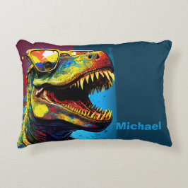Dinosaur t Rex Jurassic Coola Blue Accent Pillow Prydnadskudde