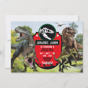 Dinosaur T-Rex Jurassic Födelsedagsfest T-Rex Inbjudningar