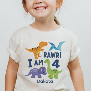 Dinosaur T-Rex Kid 4e födelsedagen Rawr Personlig T Shirt