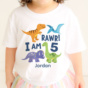 Dinosaur T-Rex Kid 5:e födelsedag Rawr Personlig T Shirt