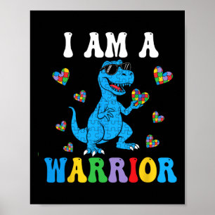 Dinosaur T-rex Kids Jag är en krigarinna Kids Boy Poster