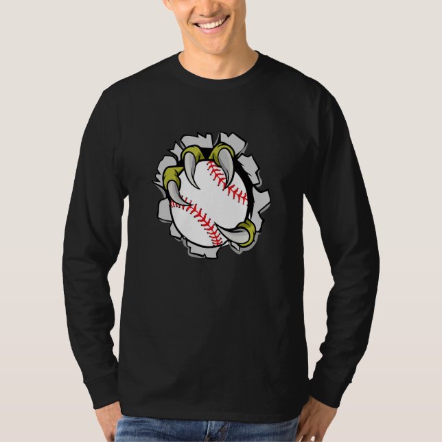 Dinosaur T-Rex Klo Holding Baseball Game Softbal T Shirt (Framsida)