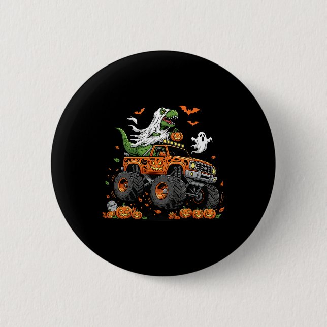 Dinosaur T-Rex kör Monster Truck Halloween Män  Knapp (Framsida)