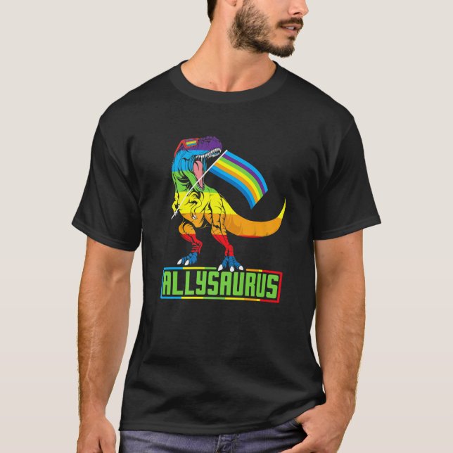 Dinosaur T Rex LGBT Gay pride Flagga Allysaurus Al Shirt (Framsida)