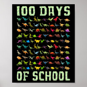 Dinosaur t Rex Lycklig 100-dagarsdag för skolgåvor Poster