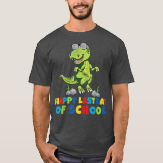 Dinosaur T-Rex Lycklig, förra skoldagen T Shirt