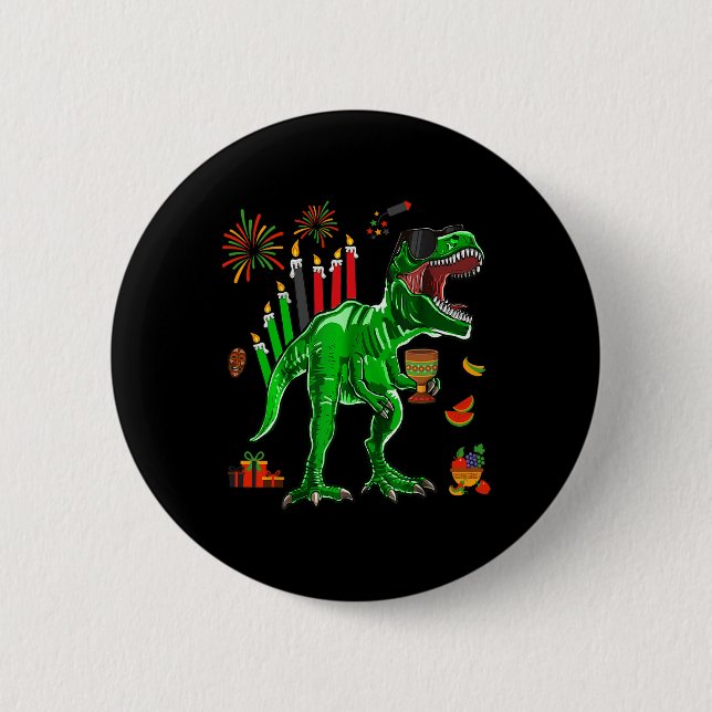 Dinosaur T-rex Lycklig Kwanzaa sju K-principer Knapp (Framsida)