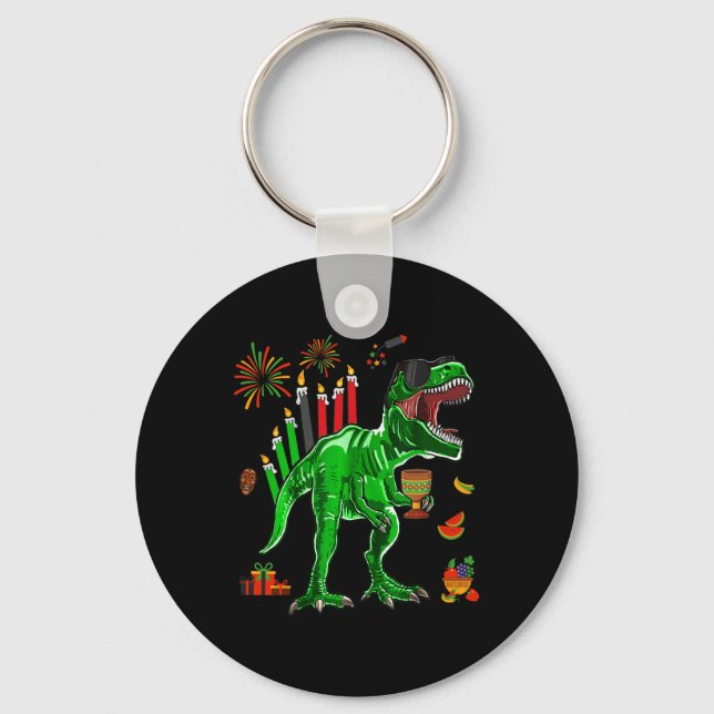 Dinosaur T-rex Lycklig Kwanzaa sju K-principer Nyckelring (Framsida)