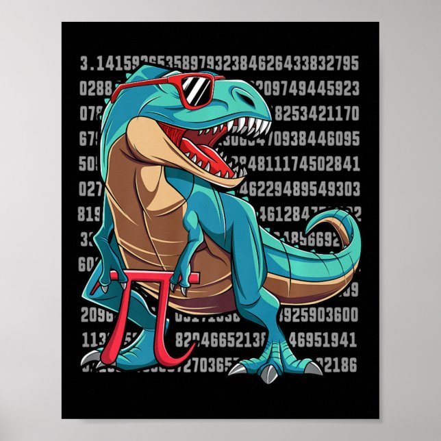 Dinosaur T Rex Lycklig Pi Day Funny Math Nerd Gift Poster (Framsidan)