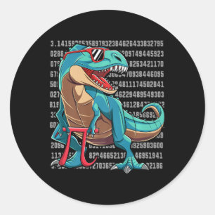 Dinosaur T Rex Lycklig Pi Day Funny Math Nerd Gift Runt Klistermärke