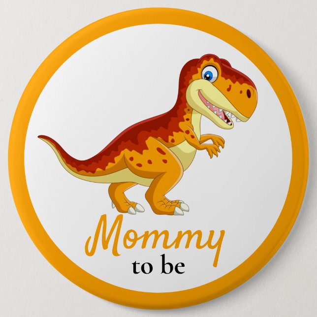 Dinosaur T REX Mamma Baby Shower Knapp (Framsida)