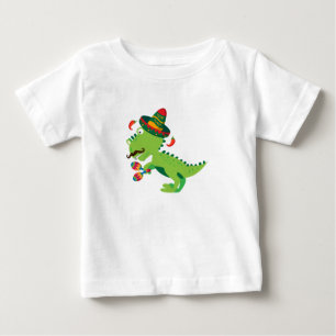 Dinosaur T-Rex Mexican Cinco De Mayo Kids Boys T Shirt