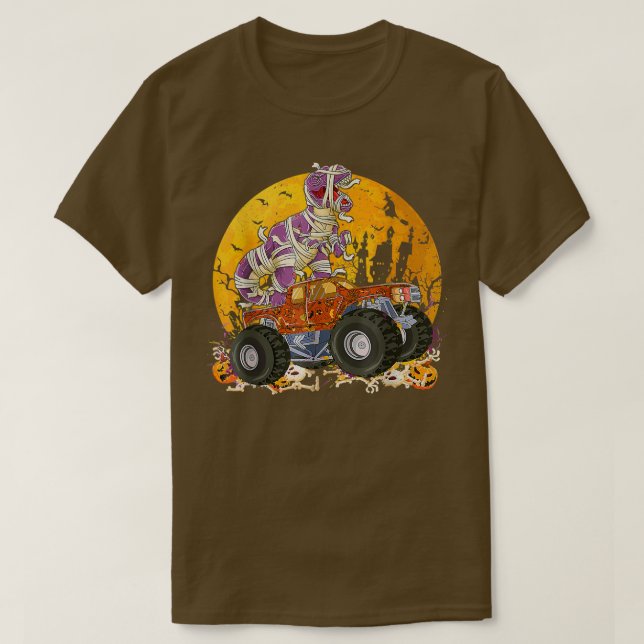 Dinosaur T Rex Mummy Pumpkin Riding Monster Lastbi Shirt (Design framsida)