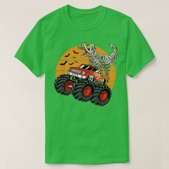 DInosaur T Rex Mummy Riding Monster Lastbil Hallow Shirt (Design framsida)
