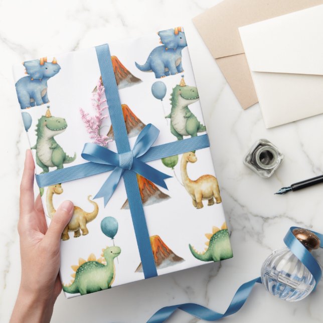 Dinosaur T-rex Name Age Wrapping Paper Presentpapper (Gifting)
