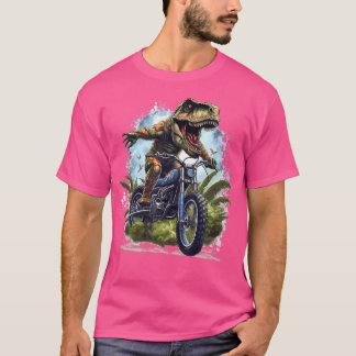 Dinosaur t Rex on Dirt Bike Funny Dinosaur Motorbi Shirt
