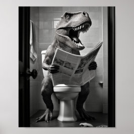 Dinosaur T-Rex på Toilet Bathroom Wall Art Poster