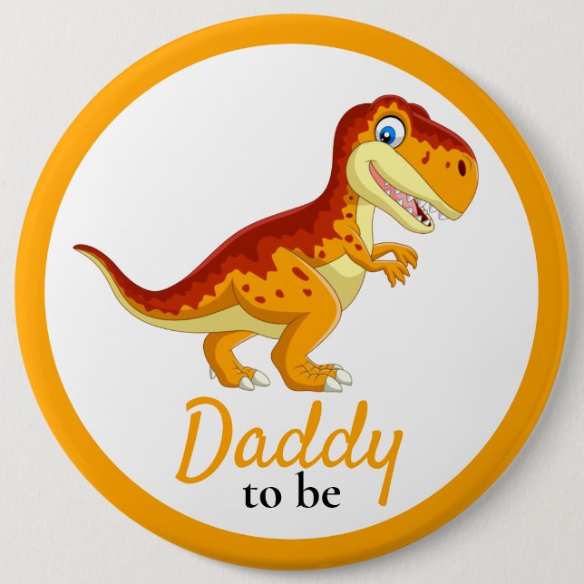 Dinosaur t Rex Pappa Baby Shower Knapp (Framsida)