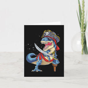 Dinosaur T Rex Pirat Jolly Roger Halloween Funny Kort