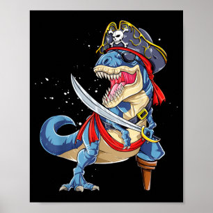Dinosaur T rex Pirat Jolly Roger Halloween Rolig Poster