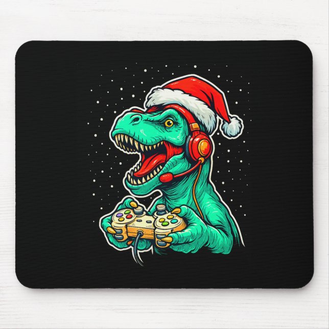 Dinosaur T Rex Playing Video Game Santa Hat Christ Musmatta (Framsidan)