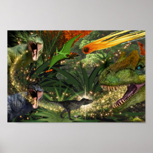 Dinosaur T-rex-pojkar meteor Dino-ödjur Poster