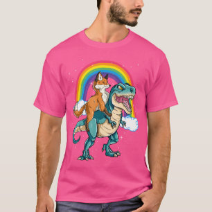 Dinosaur T Rex Rainbow Cloud Sparkles Fox Shirt