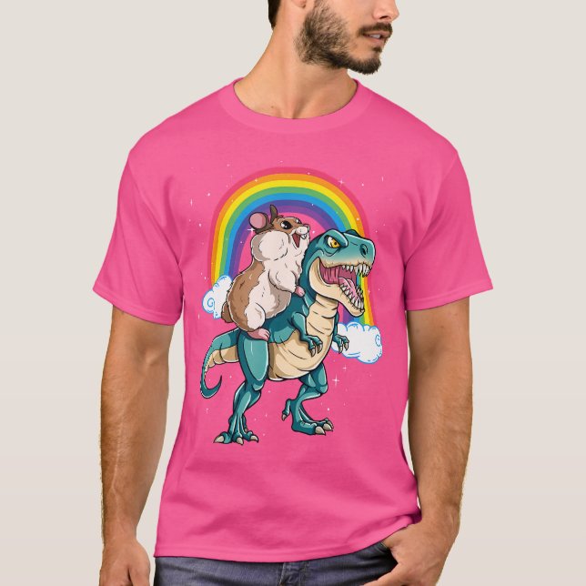 Dinosaur T Rex Rainbow Cloud Sparkles Shirt (Framsida)