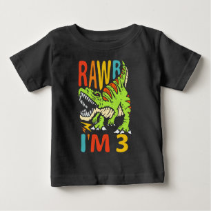 Dinosaur T Rex Rawr I är 3 för pojkar T Shirt