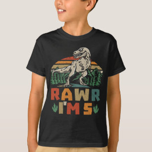 Dinosaur T Rex Rawr I är 5 för pojkar T Shirt