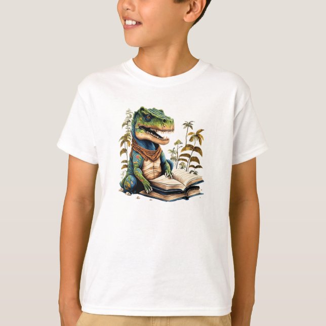 Dinosaur T-Rex Reader T Shirt (Framsida)