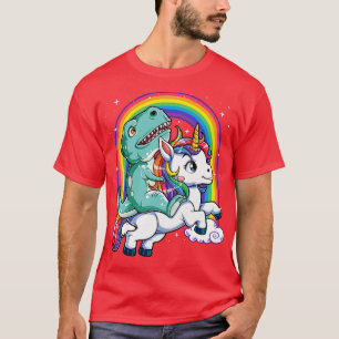 Dinosaur T rex Riding Unicorn for Girls Women Kids Shirt