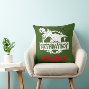 Dinosaur T Rex ROAR GRÖNT BIRTHDAY BOY Kudde