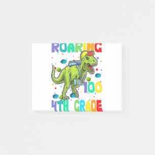 Dinosaur T-Rex Roaring till 100 dagar av fjärde kl Post-it Block